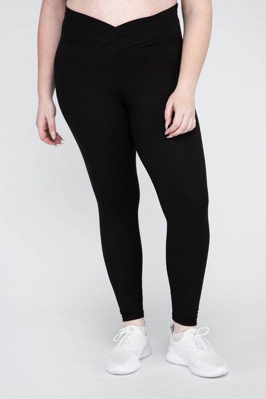 Plus Size V Waist Full Length Leggings - Shop Style & More | Fresh Looks, Everyday Deals & Free Shipping