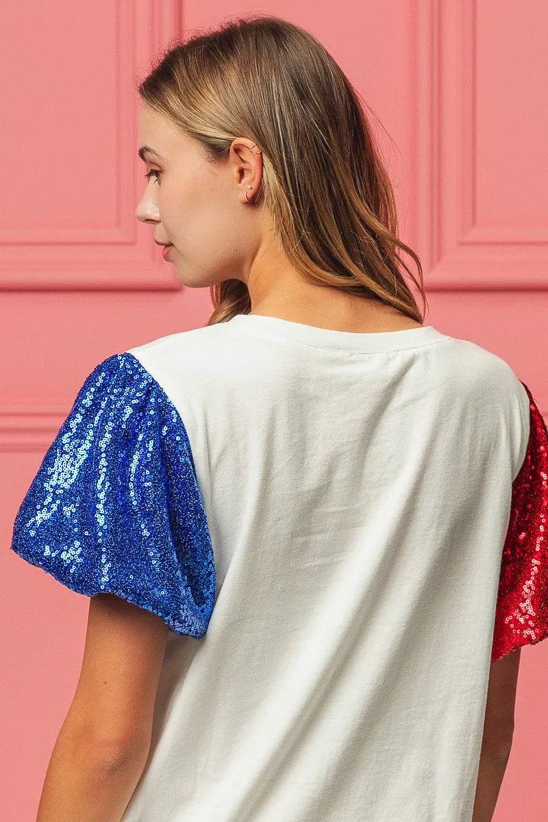 BiBi Sequin American Flag Bow Top - Shop Style & More | Fresh Looks, Everyday Deals & Free Shipping