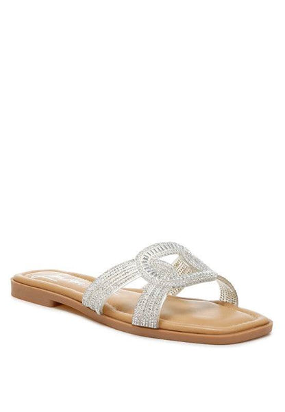 Minople Rhinestones Embellished Flat Sandals - Shop Style & More | Fresh Looks, Everyday Deals & Free Shipping