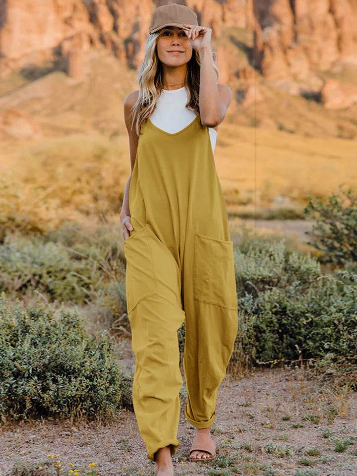 Double Take Full Size Sleeveless V-Neck Pocketed Jumpsuit - Shop Style & More | Fresh Looks, Everyday Deals & Free Shipping