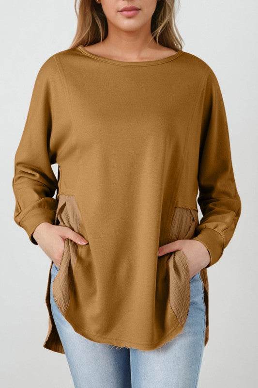 Dahlia Crinkle Splicing Raw Hem High Low Oversized - Shop Style & More | Fresh Looks, Everyday Deals & Free Shipping