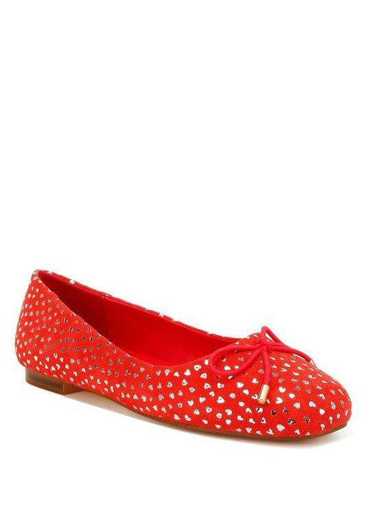 Apollon Bow Detail Foil Print Suede Ballerinas - Shop Style & More | Fresh Looks, Everyday Deals & Free Shipping