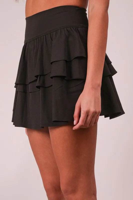 VERY J Riffled Tiered Layers Activewear Skirt with Shorts - Shop Style & More | Fresh Looks, Everyday Deals & Free Shipping