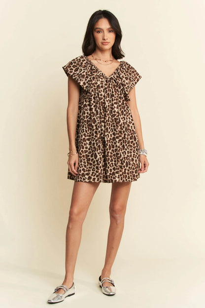 Davi & Dani Animal Printed Velvet Ribbon Mini Dress - Shop Style & More | Fresh Looks, Everyday Deals & Free Shipping