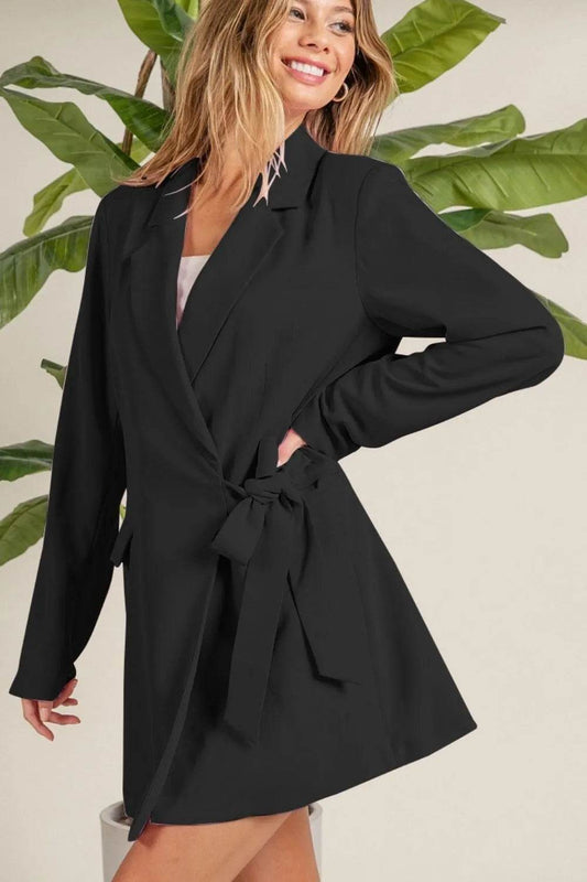 BiBi Wrap Tie Detailed Long Blazer - Shop Style & More | Fresh Looks, Everyday Deals & Free Shipping