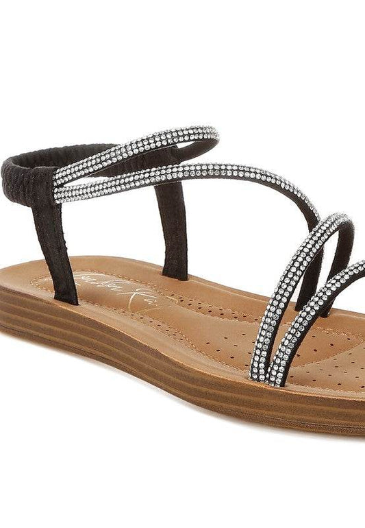 Ridayne Rhinestones Embellished Strappy Flats - Shop Style & More | Fresh Looks, Everyday Deals & Free Shipping