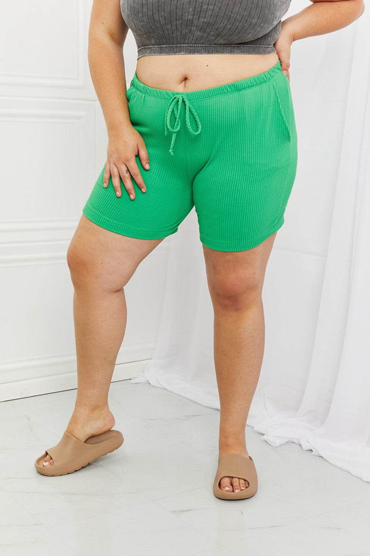 Blumin Apparel Too Good Full Size Ribbed Shorts in Green - Shop Style & More | Fresh Looks, Everyday Deals & Free Shipping