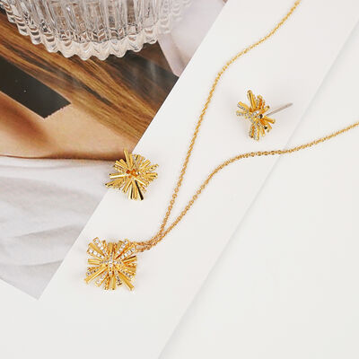 Starburst Gold-Plated Earrings and Necklace Set Necklace