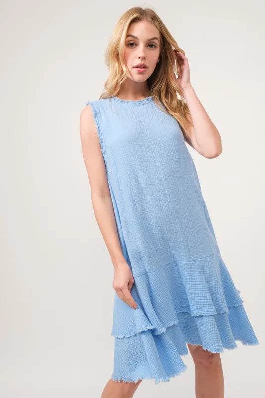 And The Why Washed Fringe Detail Tiered Dress - Shop Style & More | Fresh Looks, Everyday Deals & Free Shipping