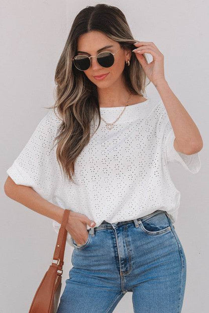Faye Eyelet Pattern Casual Top - Shop Style & More | Fresh Looks, Everyday Deals & Free Shipping