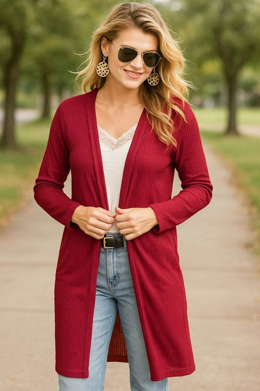 BiBi Pockets Thermal Open Front Cardigan - Shop Style & More | Fresh Looks, Everyday Deals & Free Shipping
