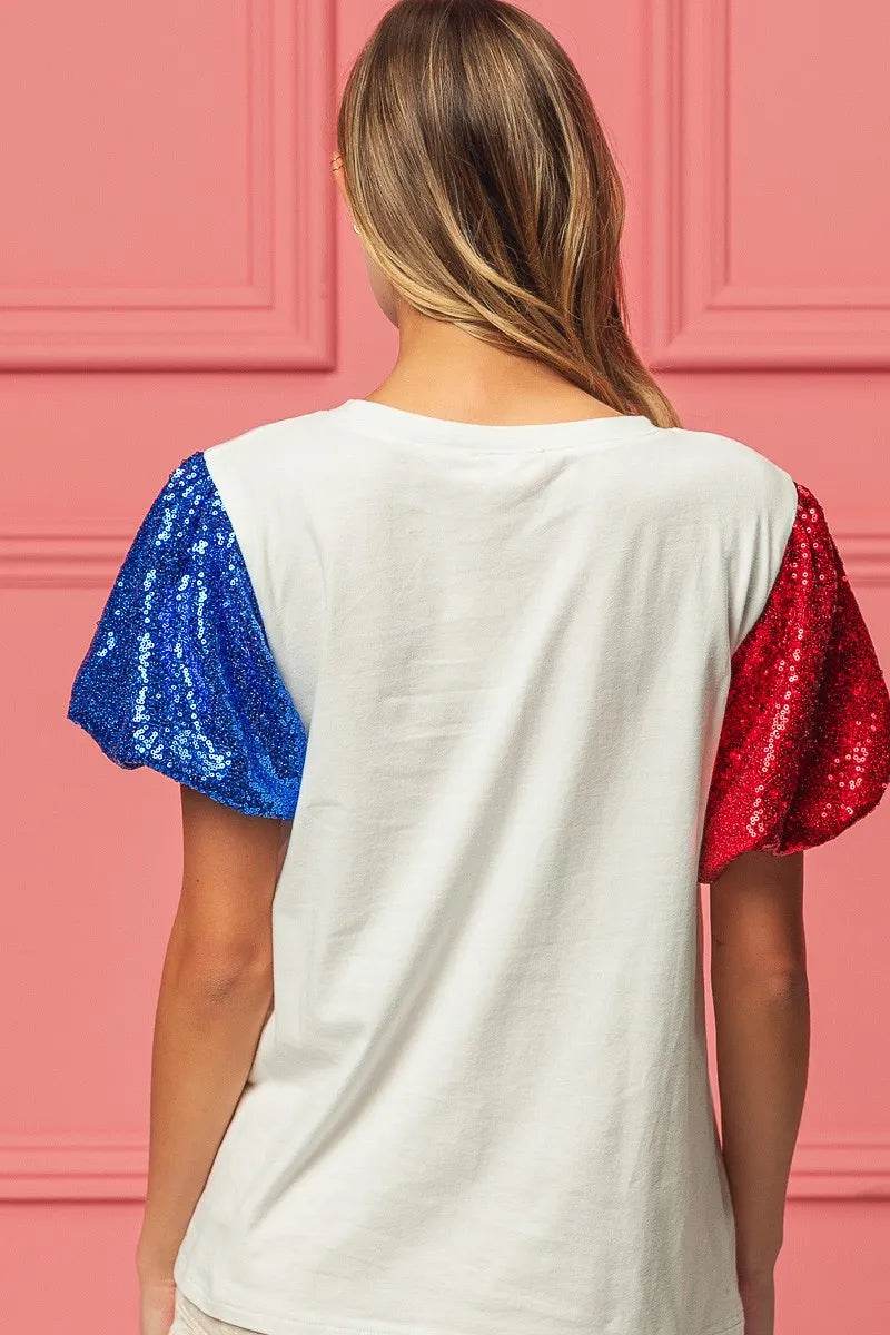 BiBi Sequin American Flag Bow Top - Shop Style & More | Fresh Looks, Everyday Deals & Free Shipping