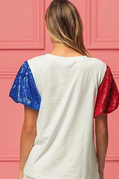 BiBi Sequin American Flag Bow Top - Shop Style & More | Fresh Looks, Everyday Deals & Free Shipping