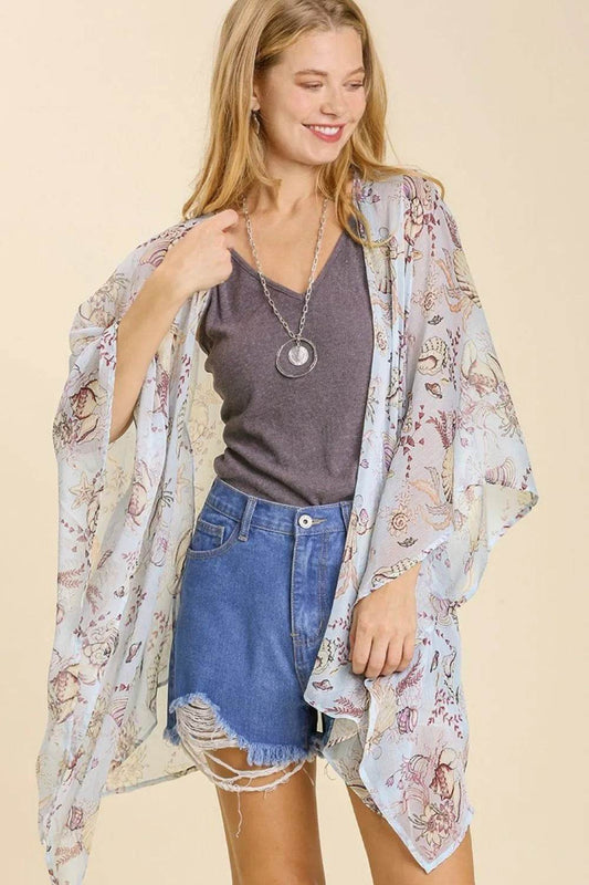 Umgee Full Size Sheer Mixed Print Kimono with Side Slit Plus Size - Shop Style & More | Fresh Looks, Everyday Deals & Free Shipping