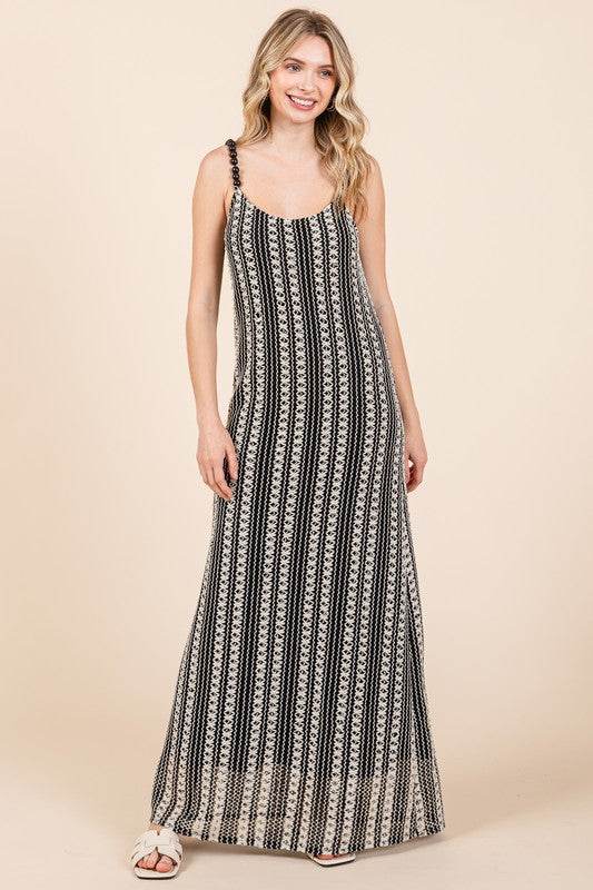 GeeGee Plus Size Striped Scoop Neck Beaded Strap Maxi Cami Dress - Shop Style & More | Fresh Looks, Everyday Deals & Free Shipping