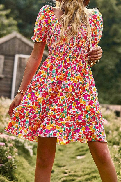 Floral Print Off Shoulder Flounce Sleeve Ruffle He - Shop Style & More | Fresh Looks, Everyday Deals & Free Shipping