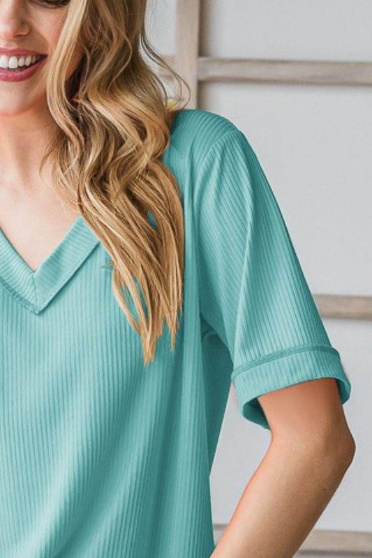 Heimish Full Size V-Neck Half Sleeve T-Shirt Plus Size - Shop Style & More | Fresh Looks, Everyday Deals & Free Shipping