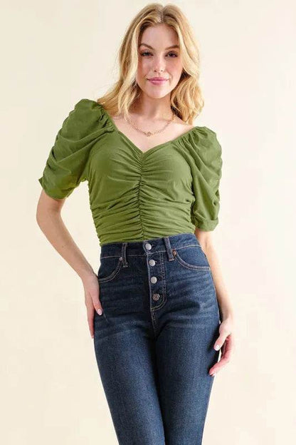 And The Why Buttery Soft Ruched Detailed Jersey Bodysuit - Shop Style & More | Fresh Looks, Everyday Deals & Free Shipping