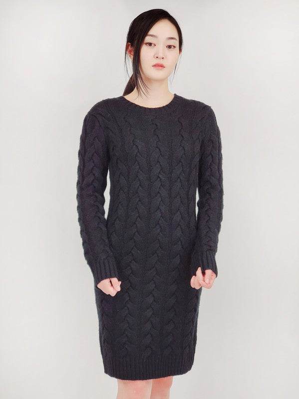 Loose Fit Knee Length Heavy Cable Knitted Dress - Shop Style & More | Fresh Looks, Everyday Deals & Free Shipping