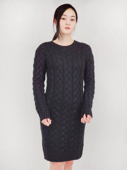 Loose Fit Knee Length Heavy Cable Knitted Dress - Shop Style & More | Fresh Looks, Everyday Deals & Free Shipping