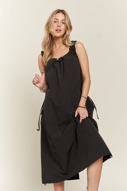 ADORA Drawstring Slit Back Cargo Dress Casual Dresses