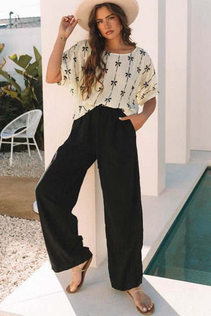 Aviana Bow Print Puff Short Sleeve Top - Shop Style & More | Fresh Looks, Everyday Deals & Free Shipping