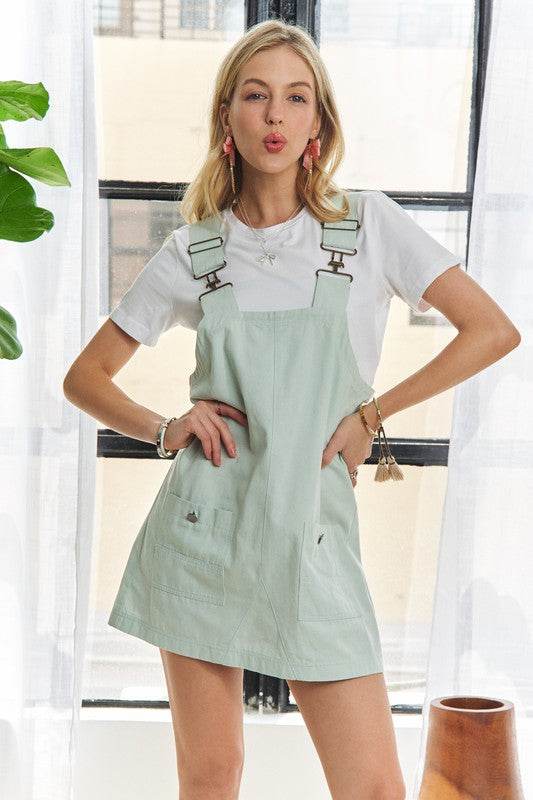 ADORA Adjustable Wide Strap Square Neck Overall Dress - Shop Style & More | Fresh Looks, Everyday Deals & Free Shipping