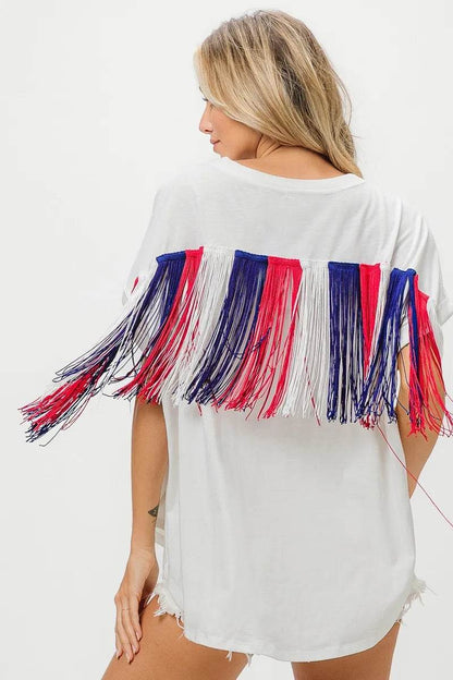 BiBi American Flag Sequin Star Fringe Top - Shop Style & More | Fresh Looks, Everyday Deals & Free Shipping