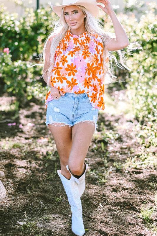Alison Ruffled Sleeve Smocked Floral Top - Shop Style & More | Fresh Looks, Everyday Deals & Free Shipping
