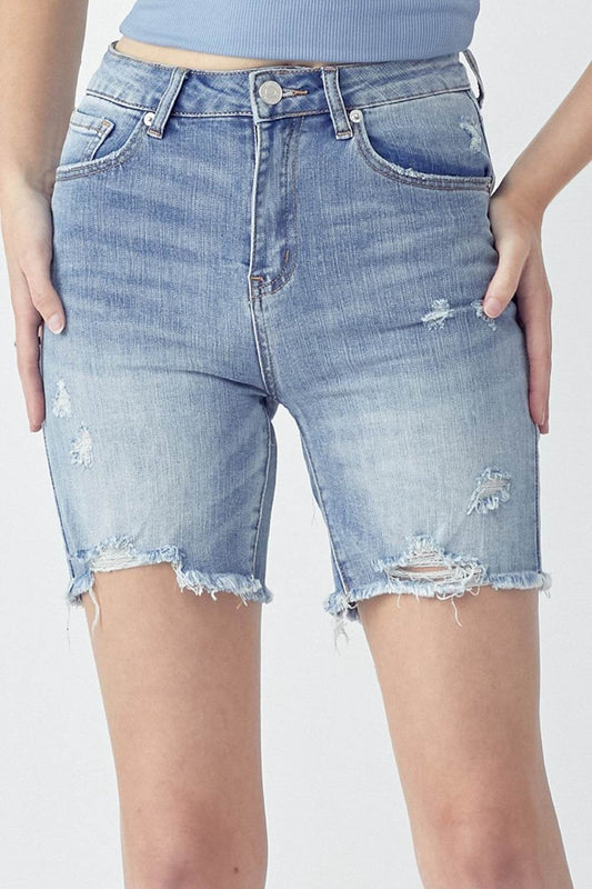 RISEN High Rise Distressed Denim Shorts - Shop Style & More | Fresh Looks, Everyday Deals & Free Shipping