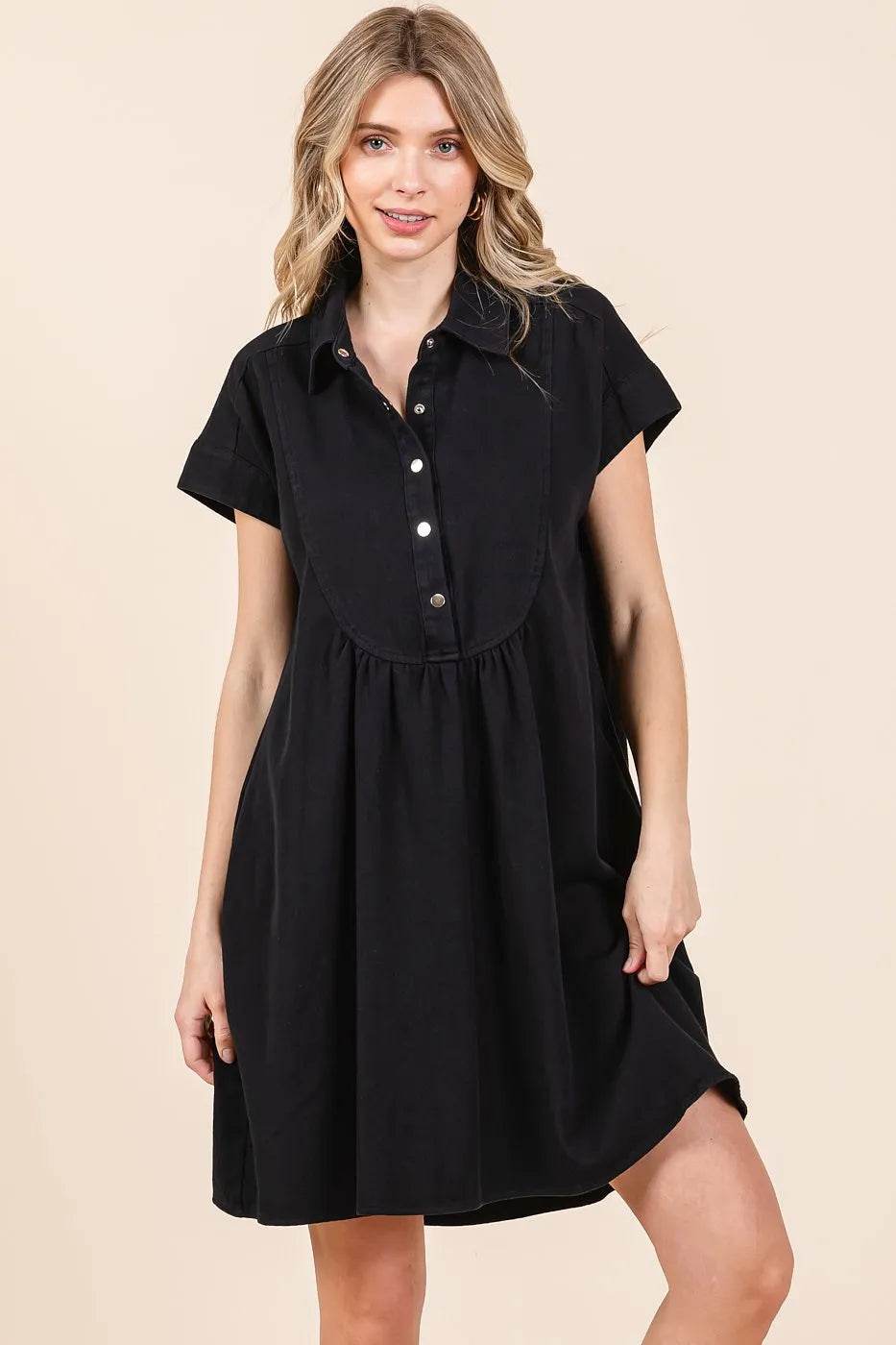 Mittoshop Twill Short Sleeve Collared Mini Dress - Shop Style & More | Fresh Looks, Everyday Deals & Free Shipping