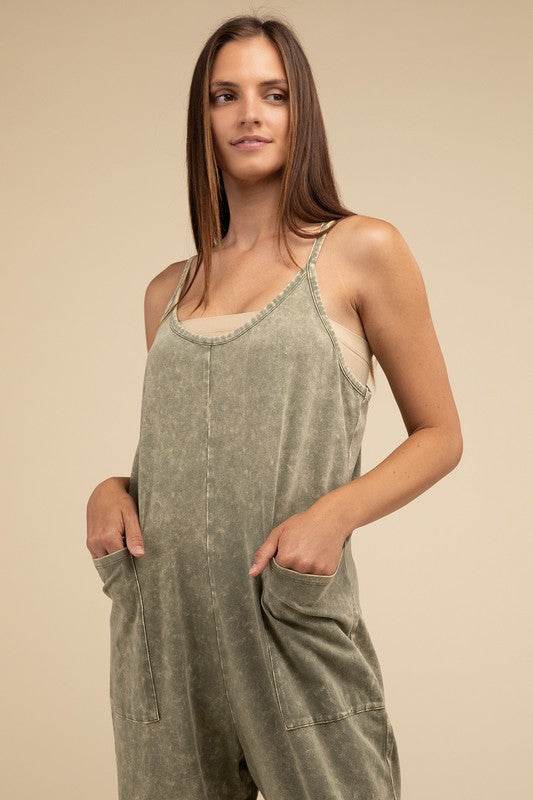 Washed Spaghetti Straps Overalls with Pockets - Shop Style & More | Fresh Looks, Everyday Deals & Free Shipping
