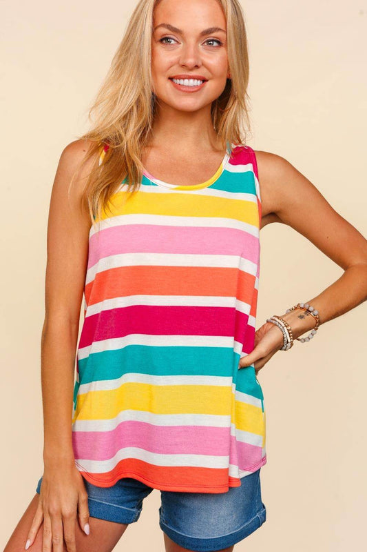 Haptics Round Neck Striped Knit Tank - Shop Style & More | Fresh Looks, Everyday Deals & Free Shipping