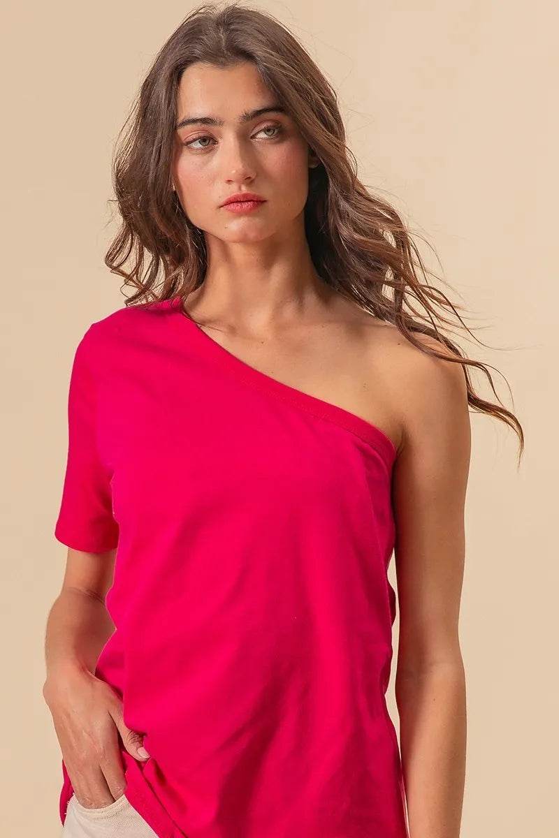 BiBi Cotton Span Knit One Shoulder Top - Shop Style & More | Fresh Looks, Everyday Deals & Free Shipping