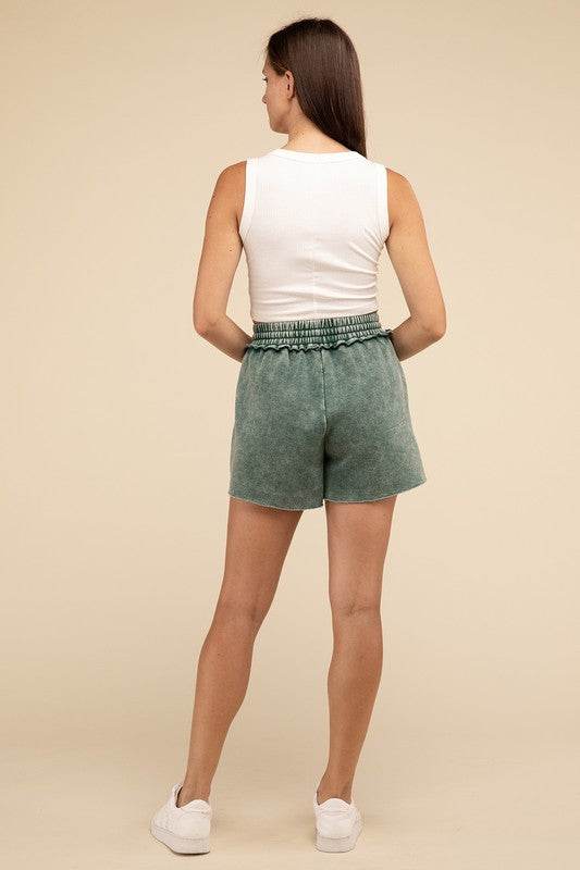 Acid Wash Fleece Drawstring Shorts with Pockets - Shop Style & More | Fresh Looks, Everyday Deals & Free Shipping