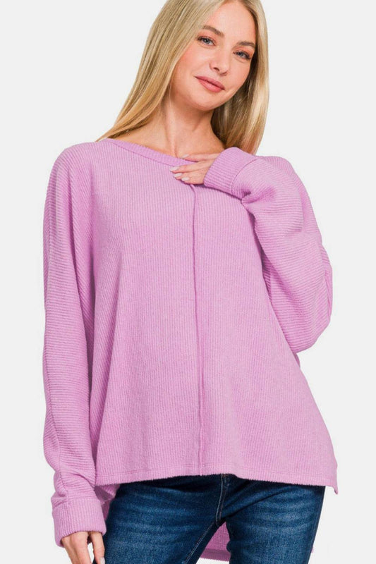Zenana High-Low Side Slit Round Neck T-Shirt - Shop Style & More | Fresh Looks, Everyday Deals & Free Shipping