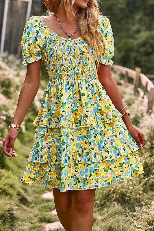 Floral Print Off Shoulder Flounce Sleeve Ruffle He - Shop Style & More | Fresh Looks, Everyday Deals & Free Shipping
