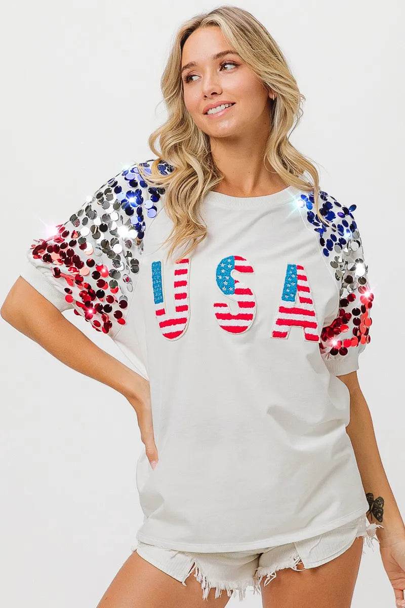 BiBi American Flag Theme Sequin Top - Shop Style & More | Fresh Looks, Everyday Deals & Free Shipping