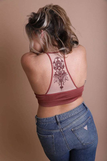 Plus Size Tattoo Mesh Racerback Bralette - Shop Style & More | Fresh Looks, Everyday Deals & Free Shipping
