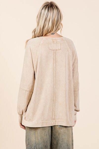 Mittoshop Mineral Wash Raglan Long Sleeve Oversized Top Hoodies & Sweaters