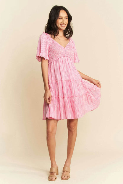 Davi & Dani Jacquard Checker Smocking Tiered Dress - Shop Style & More | Fresh Looks, Everyday Deals & Free Shipping