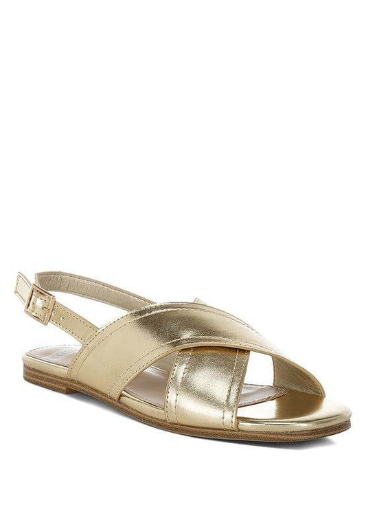 Kanon Metallic Pleather Criss-Cross Flats - Shop Style & More | Fresh Looks, Everyday Deals & Free Shipping