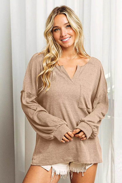 BiBi Exposed Seam Long Sleeve Top - Shop Style & More | Fresh Looks, Everyday Deals & Free Shipping
