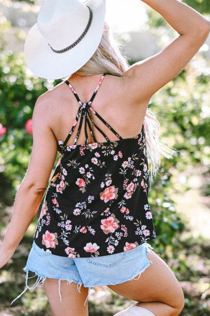 Fallon Floral Spaghetti Straps Strappy Back Tank T - Shop Style & More | Fresh Looks, Everyday Deals & Free Shipping