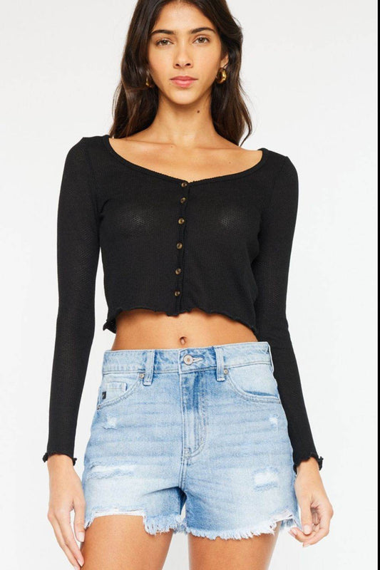 Kancan High Waist Frayed Denim Shorts - Shop Style & More | Fresh Looks, Everyday Deals & Free Shipping