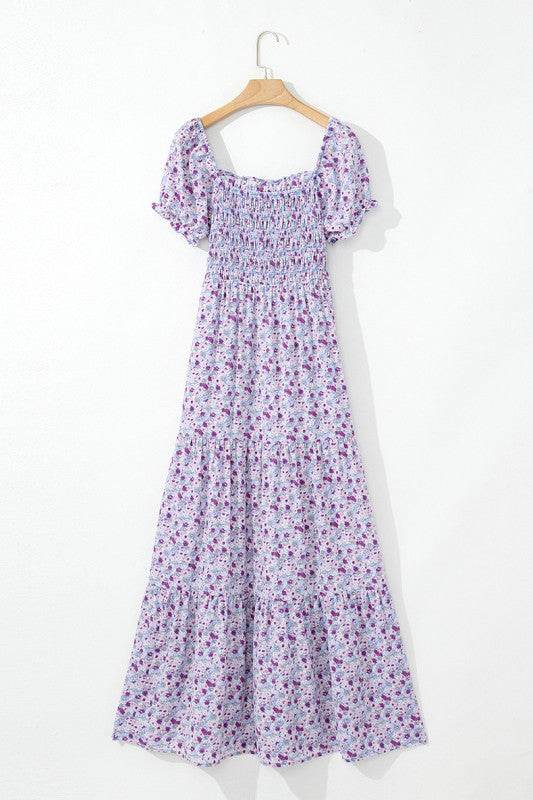 Bubble Sleeve Shirred High Waist Maxi Dress - Shop Style & More | Fresh Looks, Everyday Deals & Free Shipping