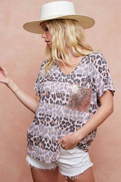 BiBi Leopard Stripe Printed Jersey T-Shirt - Shop Style & More | Fresh Looks, Everyday Deals & Free Shipping