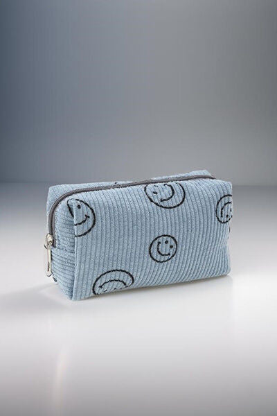 Zenana Smiley Face Corduroy Cosmetic Pouch Bags