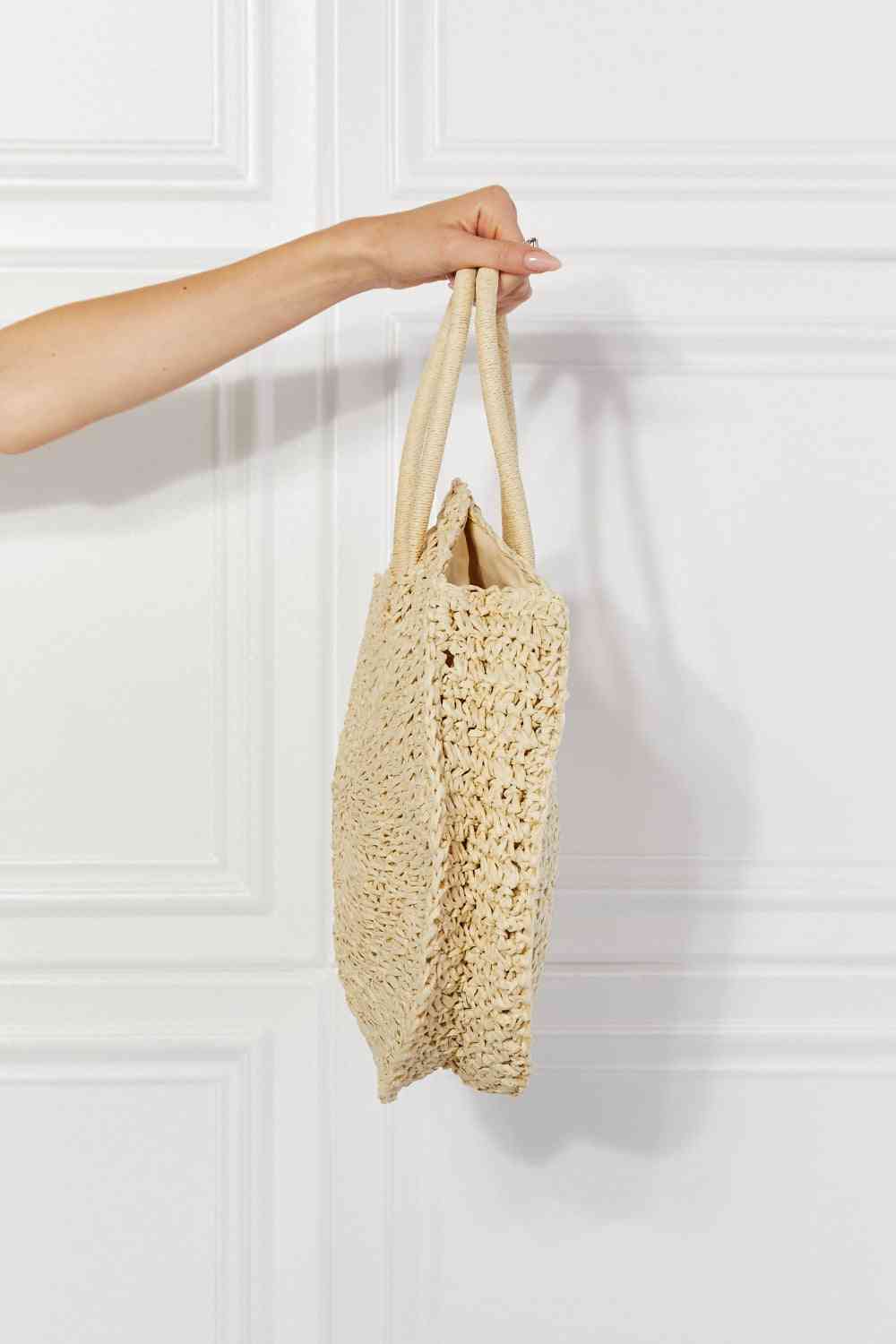 Justin Taylor Beach Date Straw Rattan Handbag in Ivory Bags