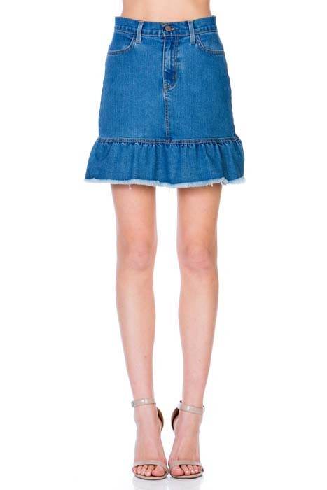 High Waisted A-line Ruffle Hem Denim Skirt - Shop Style & More | Fresh Looks, Everyday Deals & Free Shipping